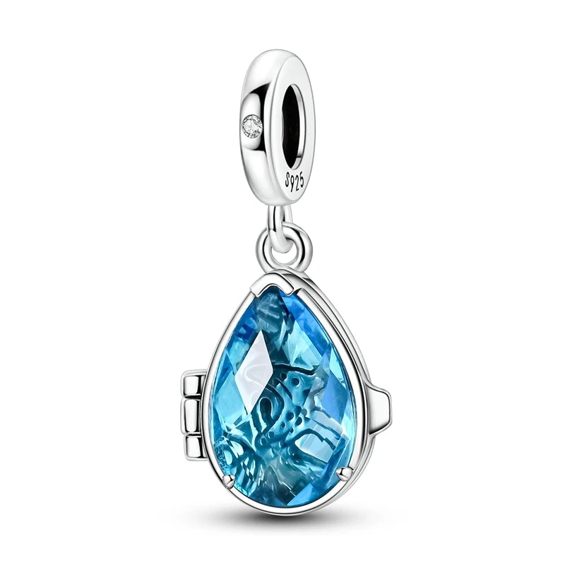 Evil Eye & Tree of Life Charm - 925 Sterling Silver, Blue Zircon