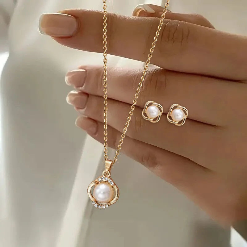 The Pearl Trio Set — Necklace, Earrings & Ring