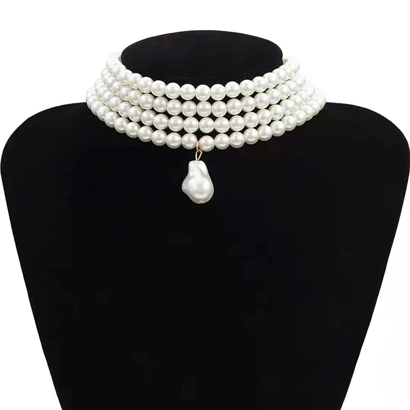 Stacked Strand Pearl Choker