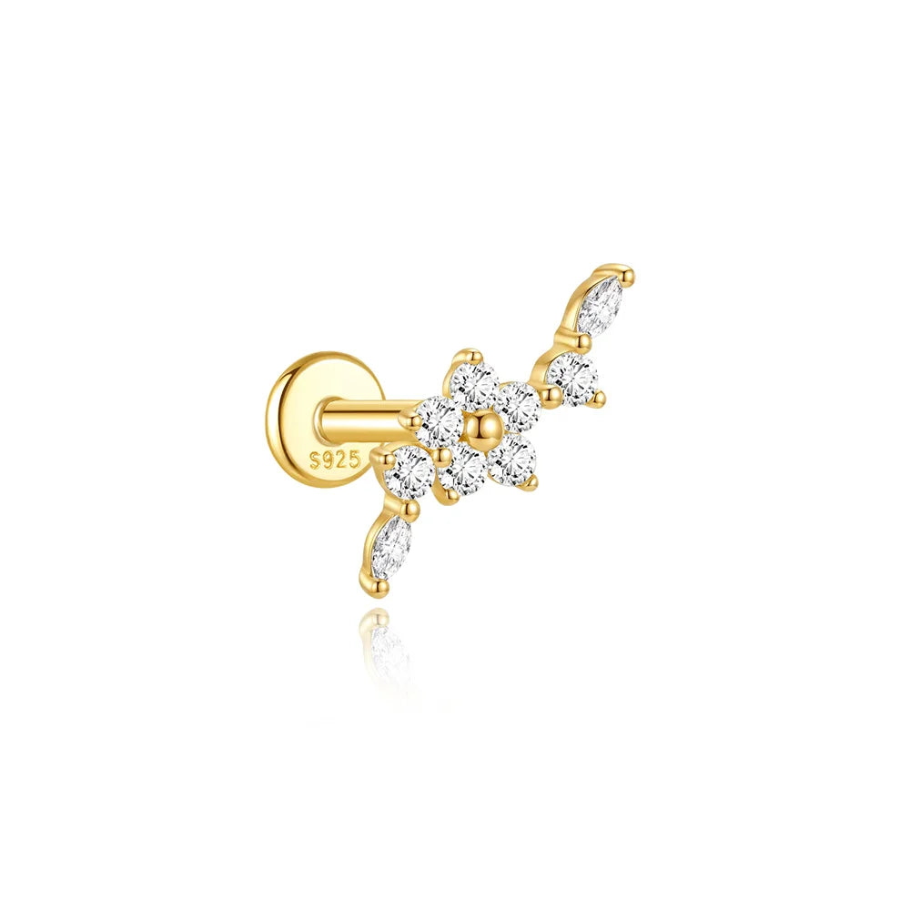 Guardian Flat End Piercing Studs — 925 Sterling Silver