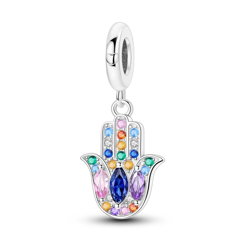 Evil Eye & Tree of Life Charm - 925 Sterling Silver, Blue Zircon
