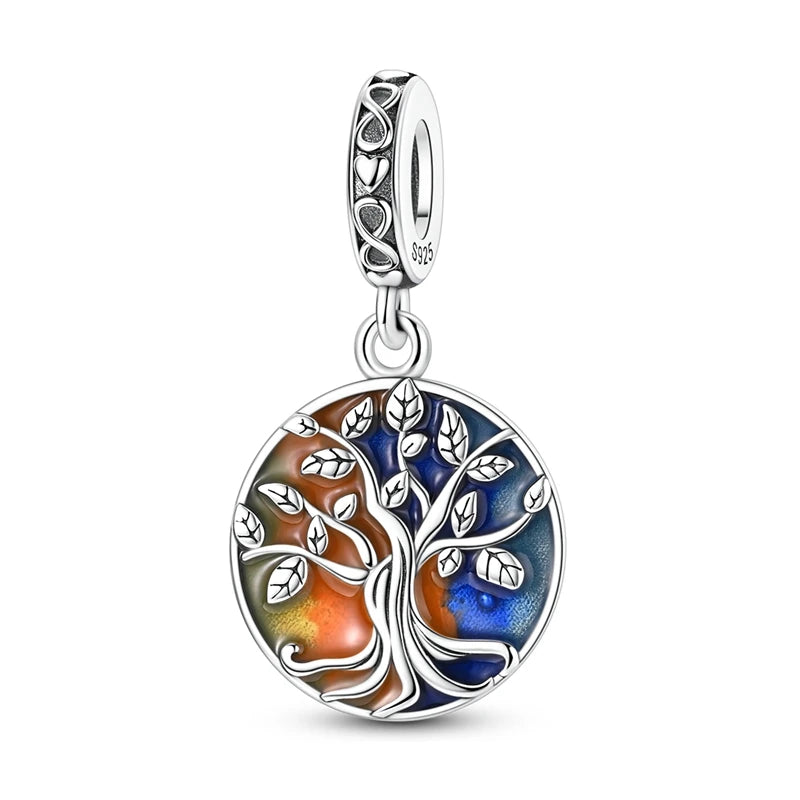 Evil Eye & Tree of Life Charm - 925 Sterling Silver, Blue Zircon