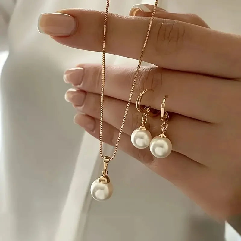 The Pearl Trio Set — Necklace, Earrings & Ring