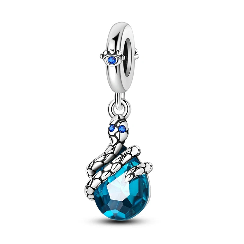 Evil Eye & Tree of Life Charm - 925 Sterling Silver, Blue Zircon