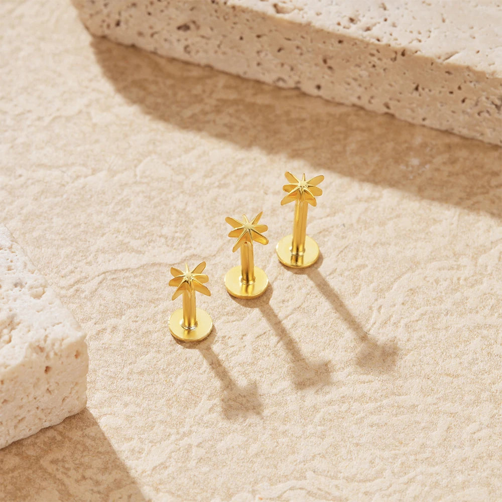 Guardian Flat End Piercing Studs — 925 Sterling Silver