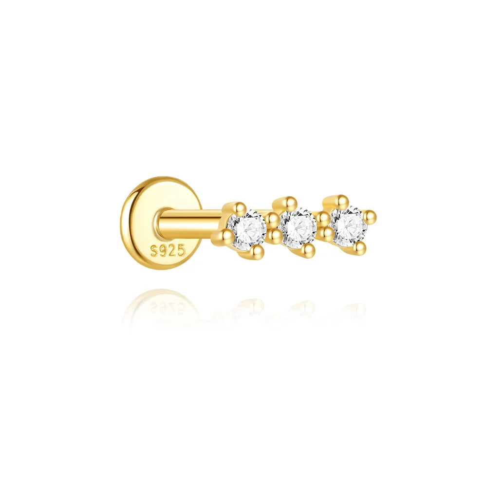 Guardian Flat End Piercing Studs — 925 Sterling Silver