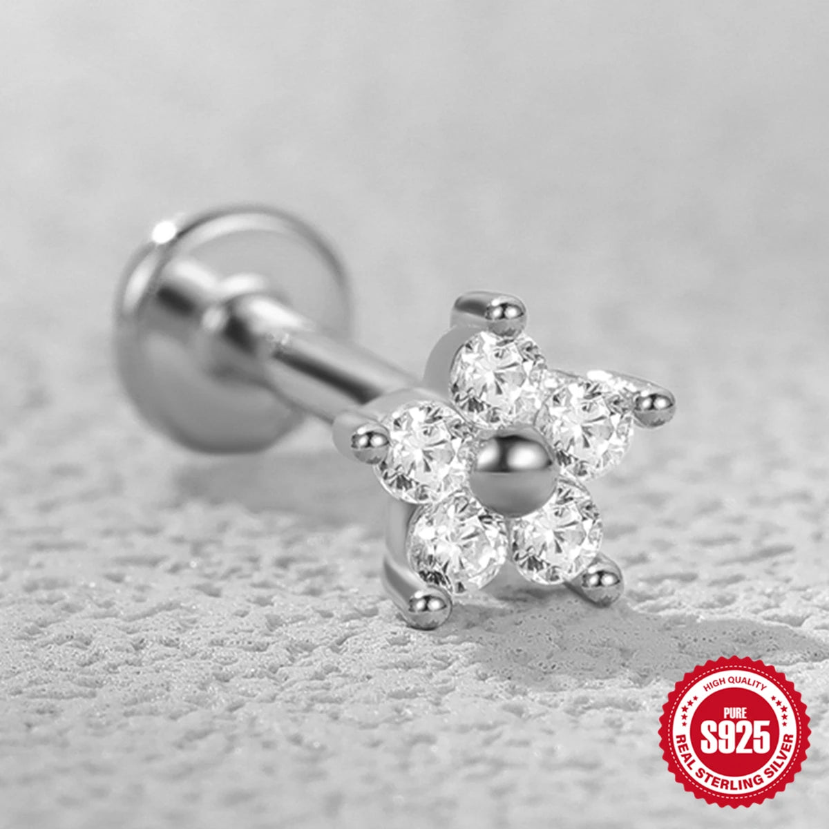 Guardian Flat End Piercing Studs — 925 Sterling Silver